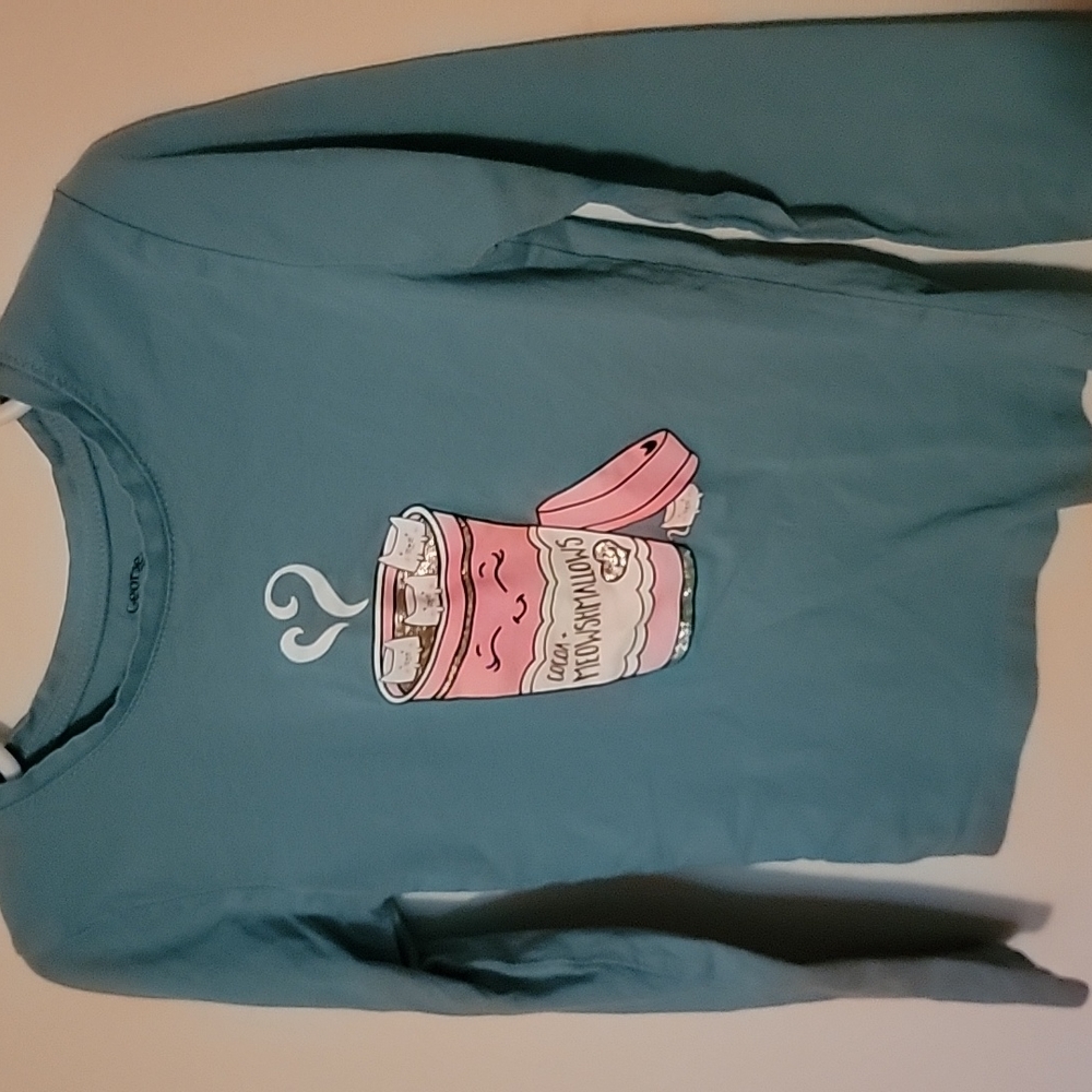 Kids Kitties In Cocoa Graphich Glitter Longsleeves, George, Size 6